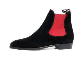 Alki - MTO - Black Suede / Red Gore - LPB Last - Single Leather Sole