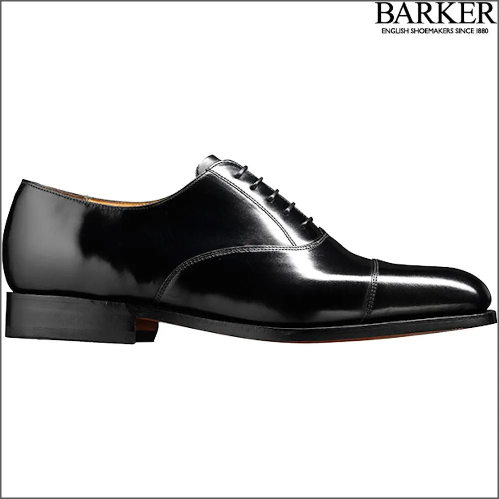 Barker Arnold Black Hi-Shine Oxford Toe Cap--