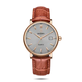 CLASSIC 40MM - Swiss Quartz Movement Watch | Rose Gold Case & Tan Leather Straps