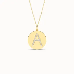 Diamond Initial Disc Necklace