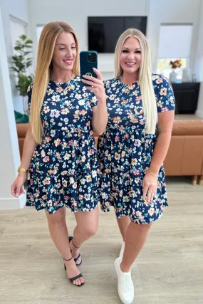 Floral Round Neck Short Sleeve Dress