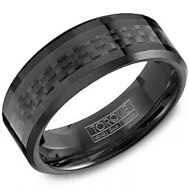 Men's Black Ceramic with Fiber Inlay Wedding Band