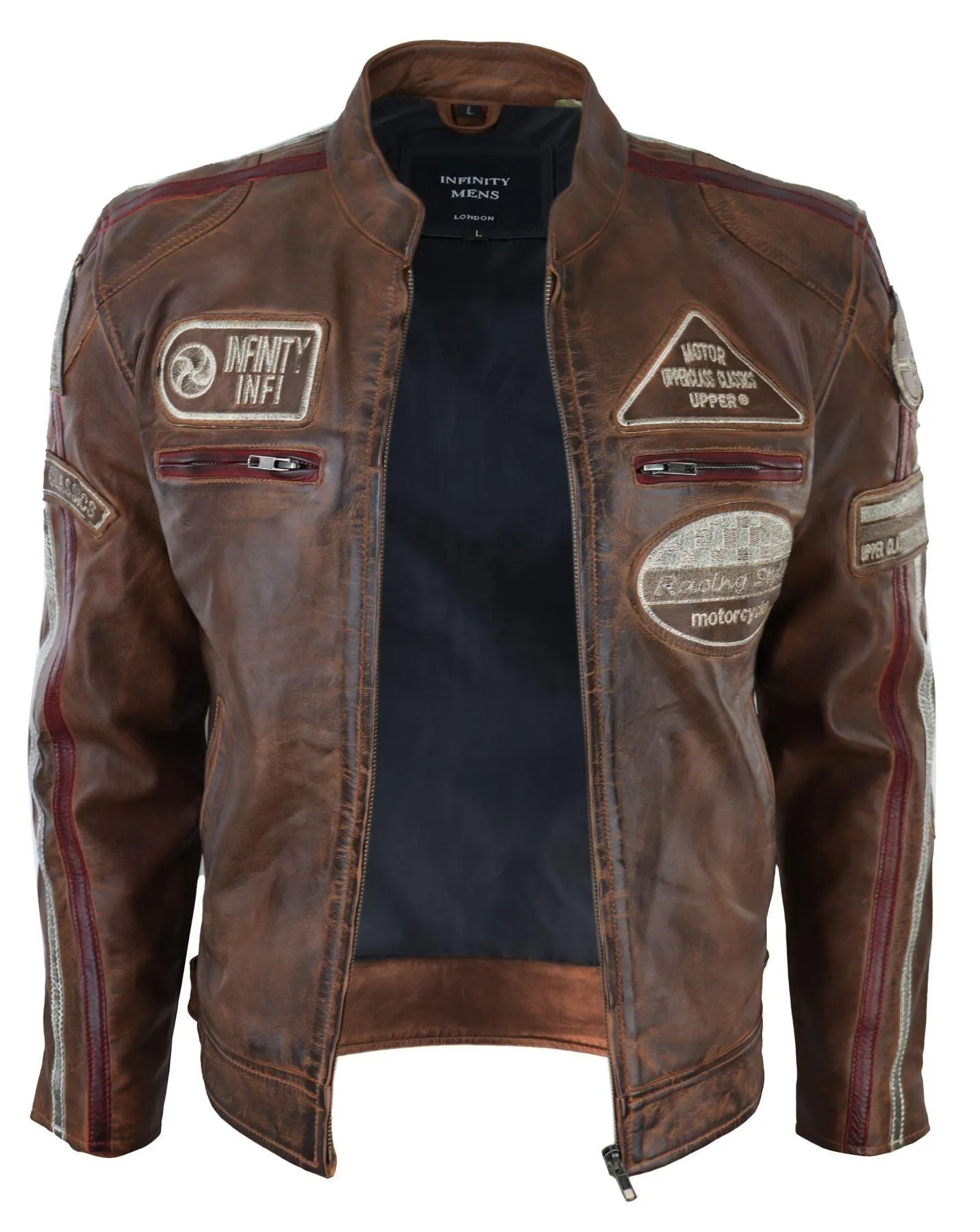 Men's Zipped Biker Leather Jacket | Infinity