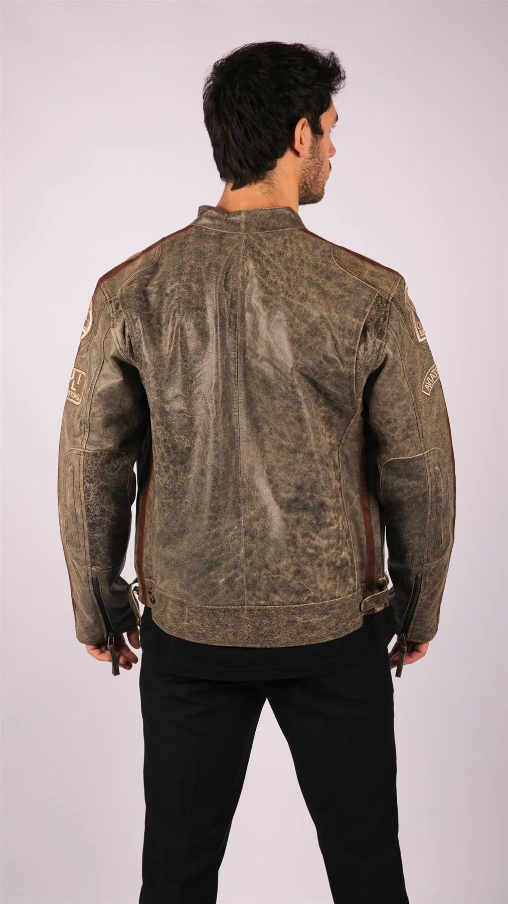 Men's Zipped Biker Leather Jacket | Infinity