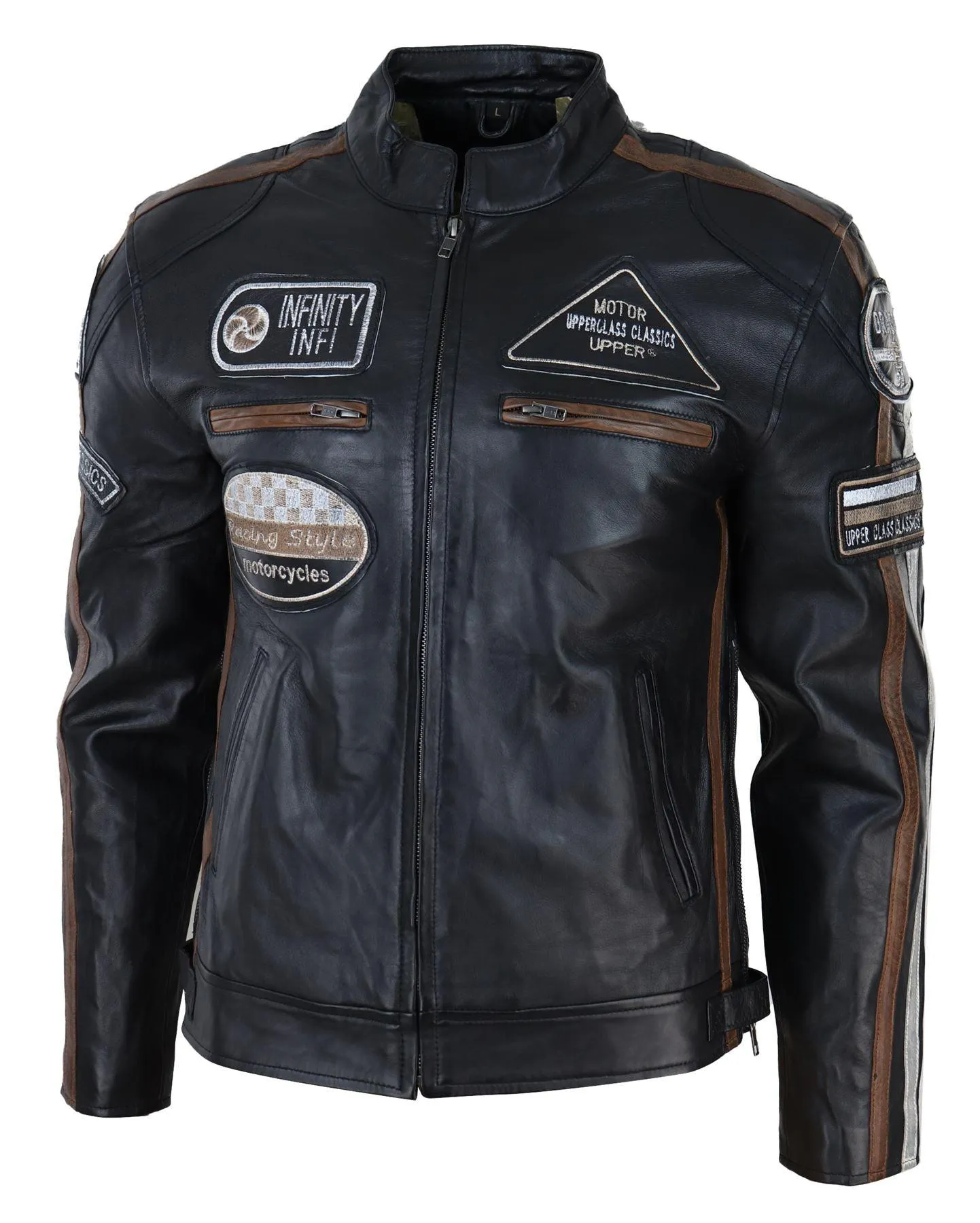 Men's Zipped Biker Leather Jacket | Infinity