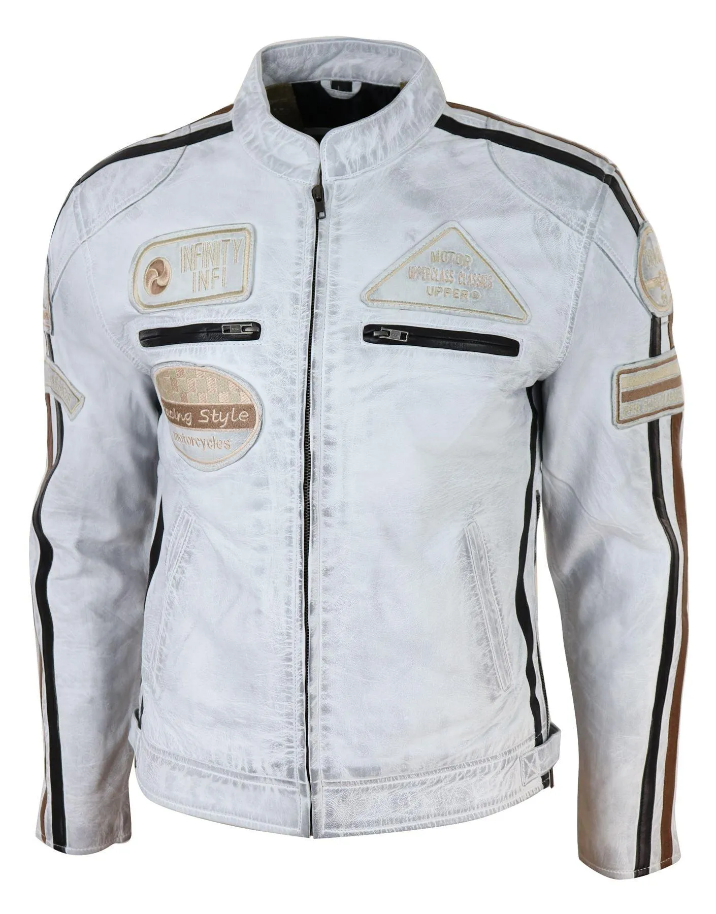 Men's Zipped Biker Leather Jacket | Infinity