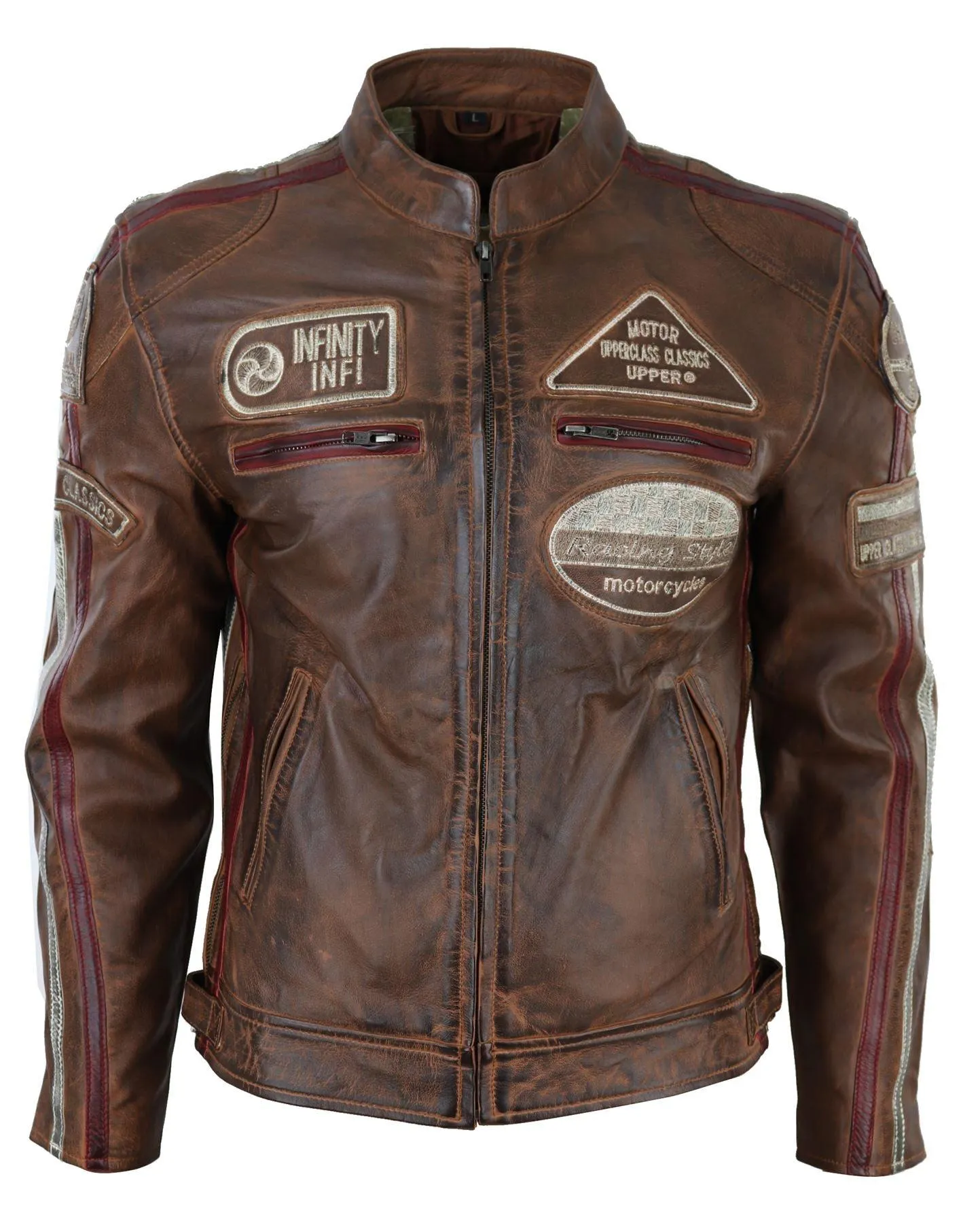 Men's Zipped Biker Leather Jacket | Infinity