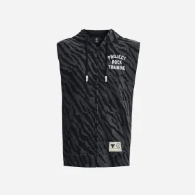 Áo Ba Lỗ Nam Under Armour Project Rock Rival Fleece Sleeveless Printed Full-Zip - Đen