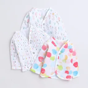 Polka Tots Pack of 3 Full sleeves Vest/Jhabla - Multicolor