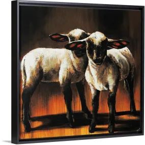 "1 Sheep 2 Sheep" Black Float Frame Canvas Art