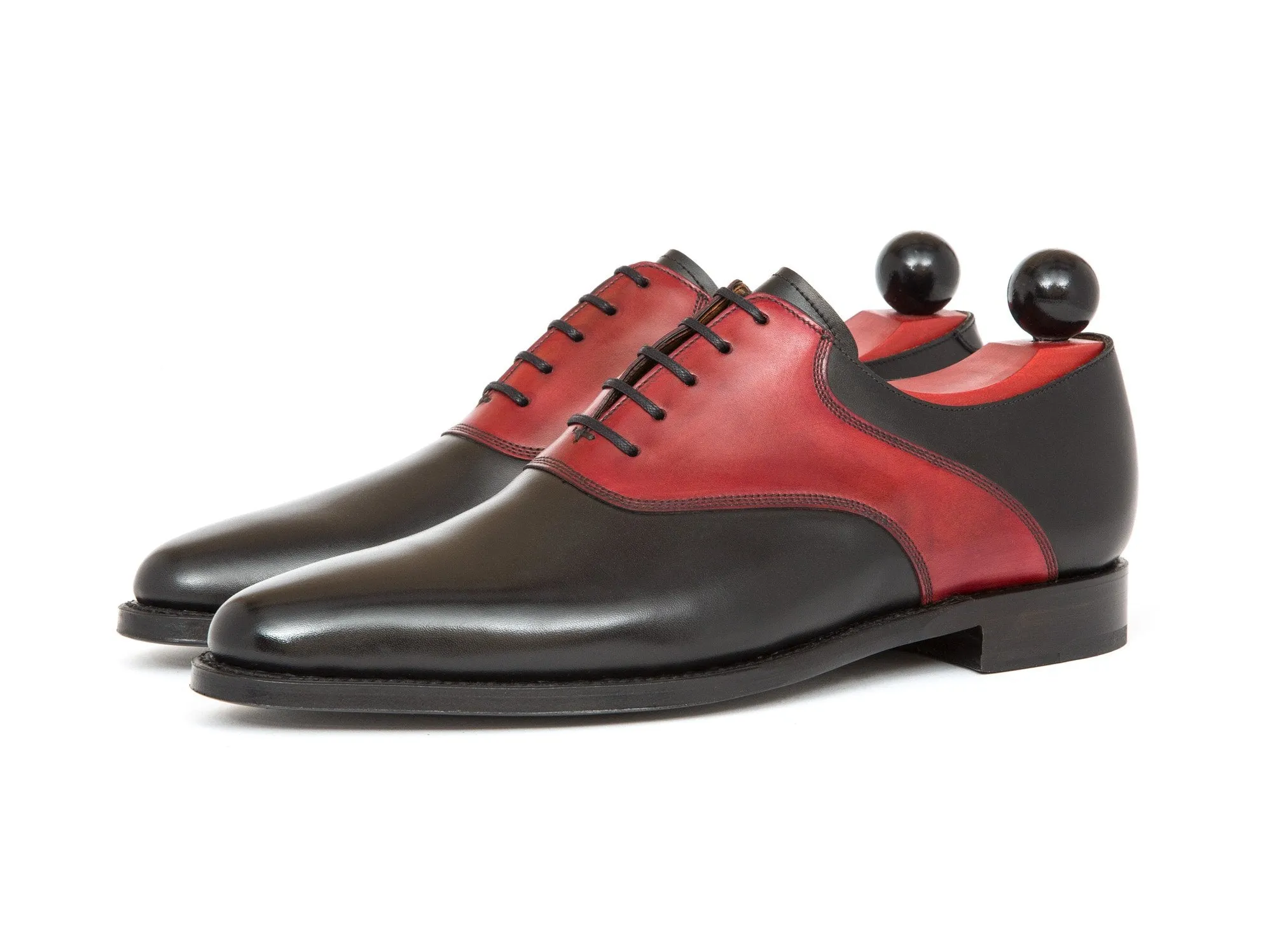 Stefano - MTO - Black Calf / Red Calf Saddle - JKF Last - Single Leather Sole