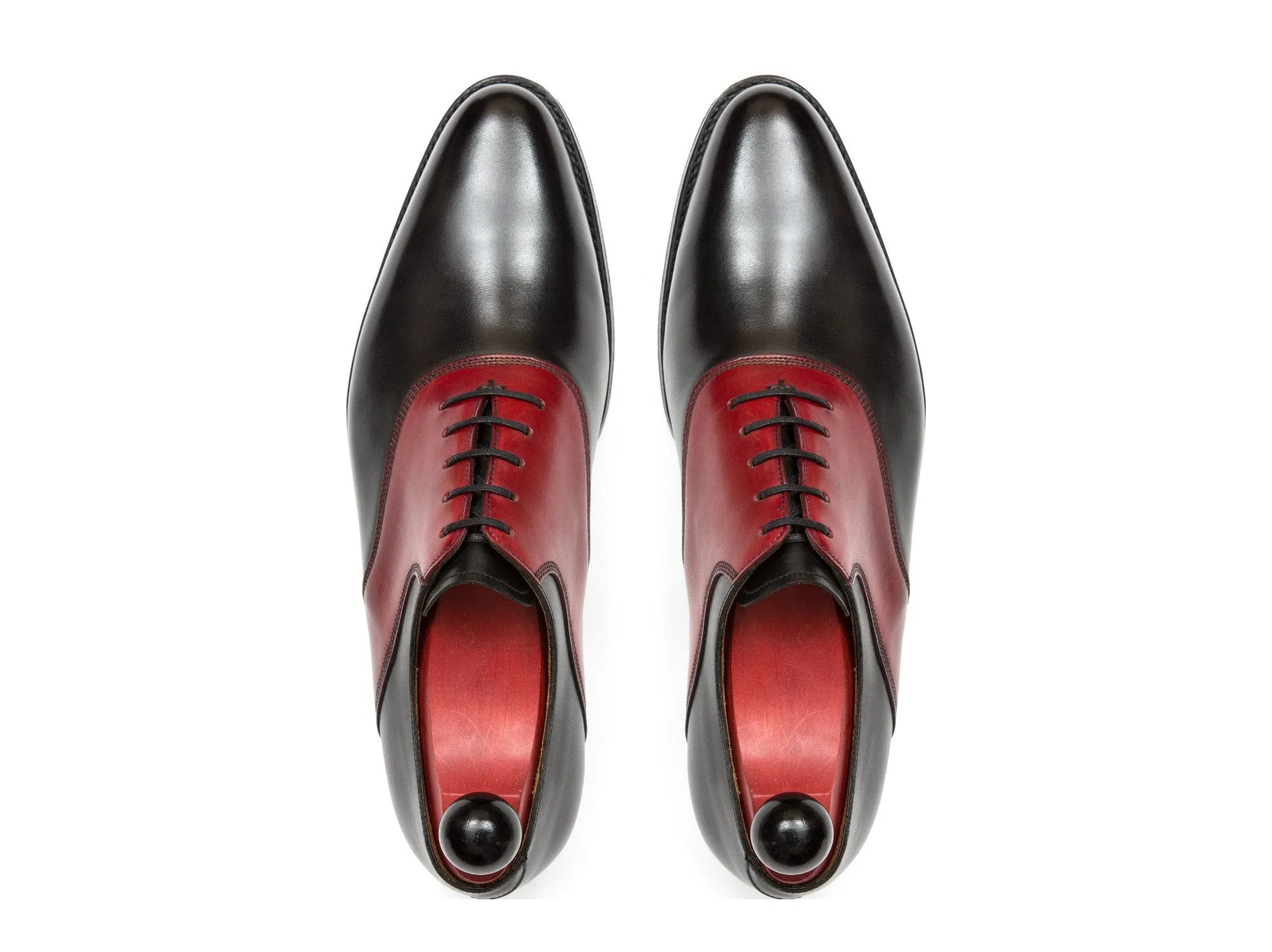 Stefano - MTO - Black Calf / Red Calf Saddle - JKF Last - Single Leather Sole