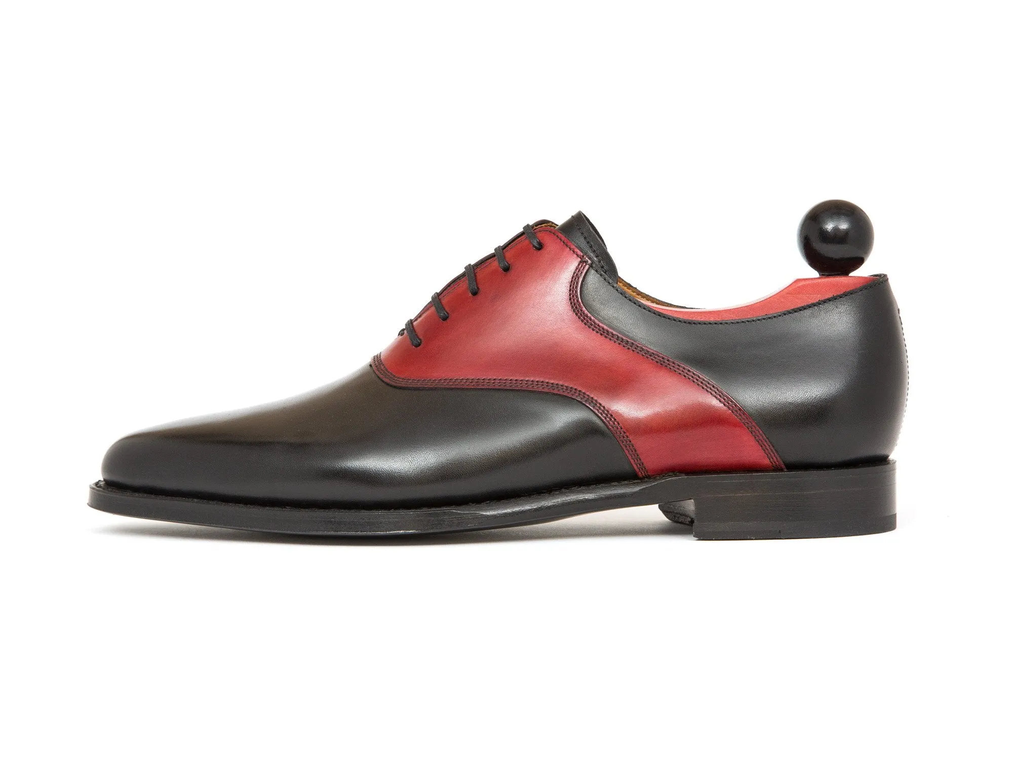 Stefano - MTO - Black Calf / Red Calf Saddle - JKF Last - Single Leather Sole