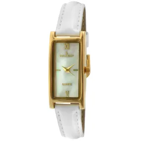 Women 36x18mm Watch Glossy White Leather Strap